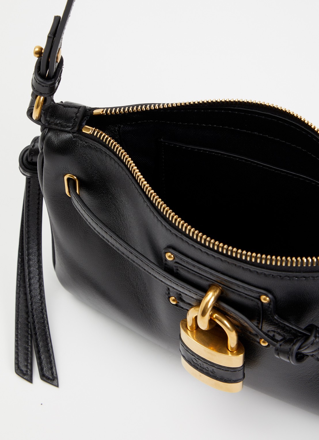 Chloé Mini Paddington Sling schoudertas van lamsleer - detail 2 zwart