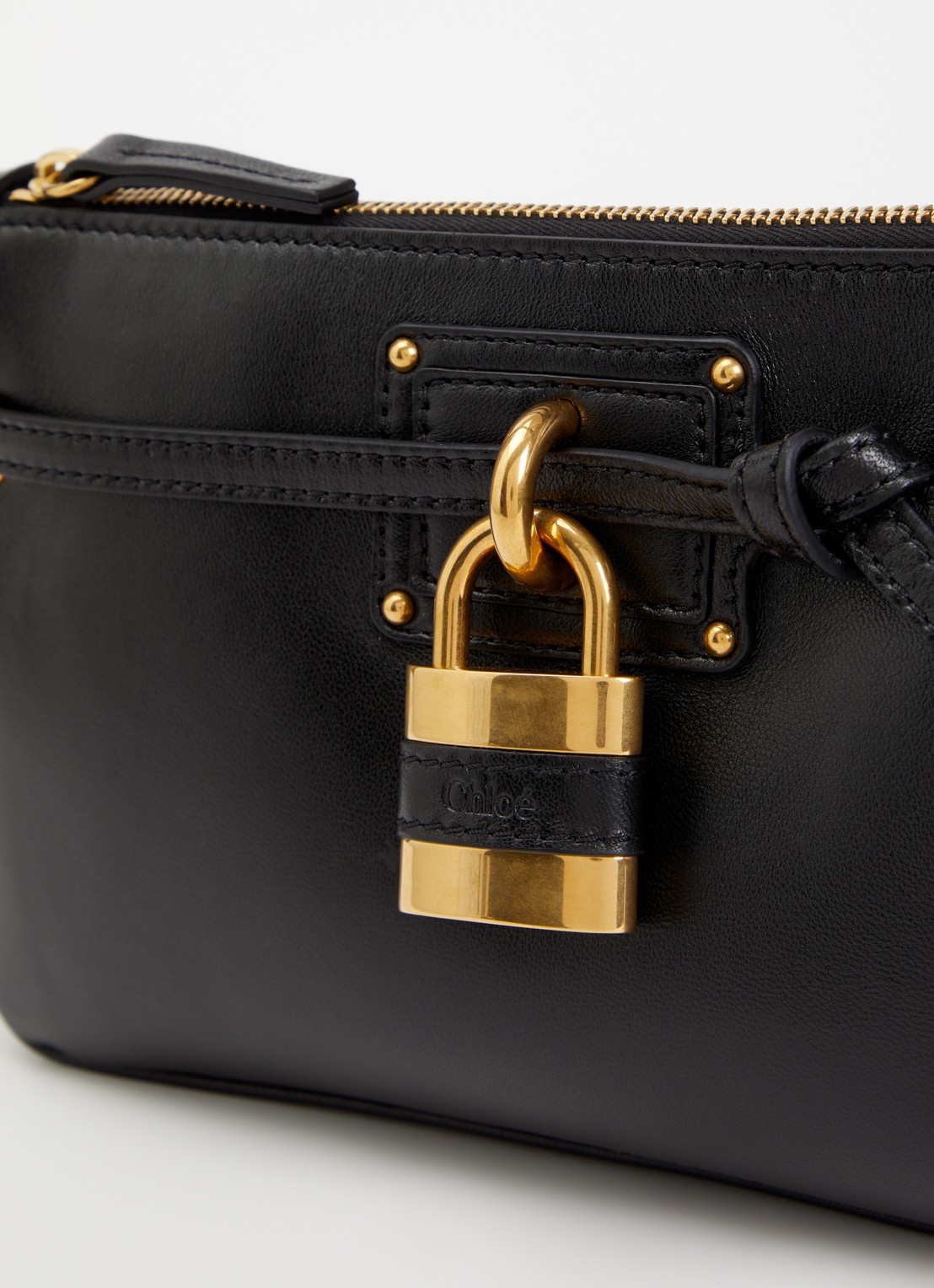 Chloé Mini Paddington Sling schoudertas van lamsleer - detail 4 zwart