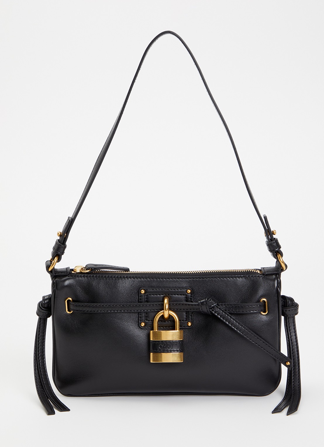Chloé Mini Paddington Sling schoudertas van lamsleer - voorkant zwart