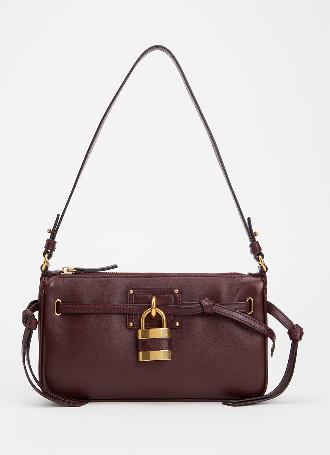 Chloé Mini Paddington Sling schoudertas van lamsleer - voorkant steenrood