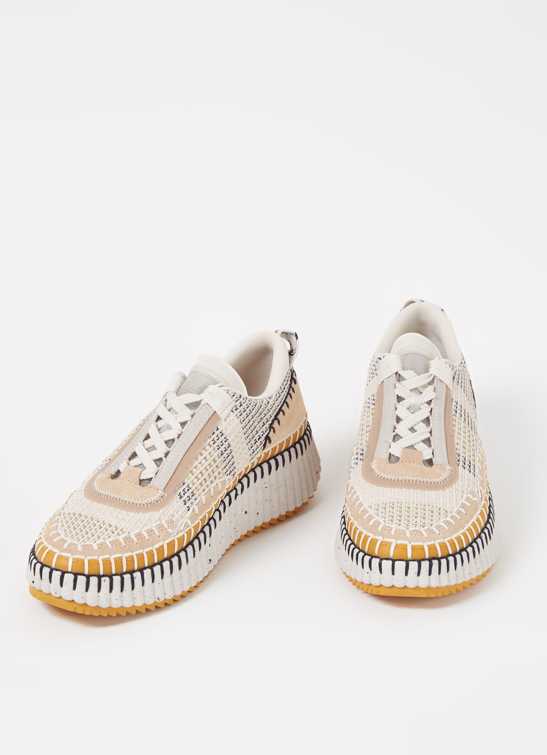 Chloé Nama sneaker met gebreid bovenwerk en suède details - detail 3 beige