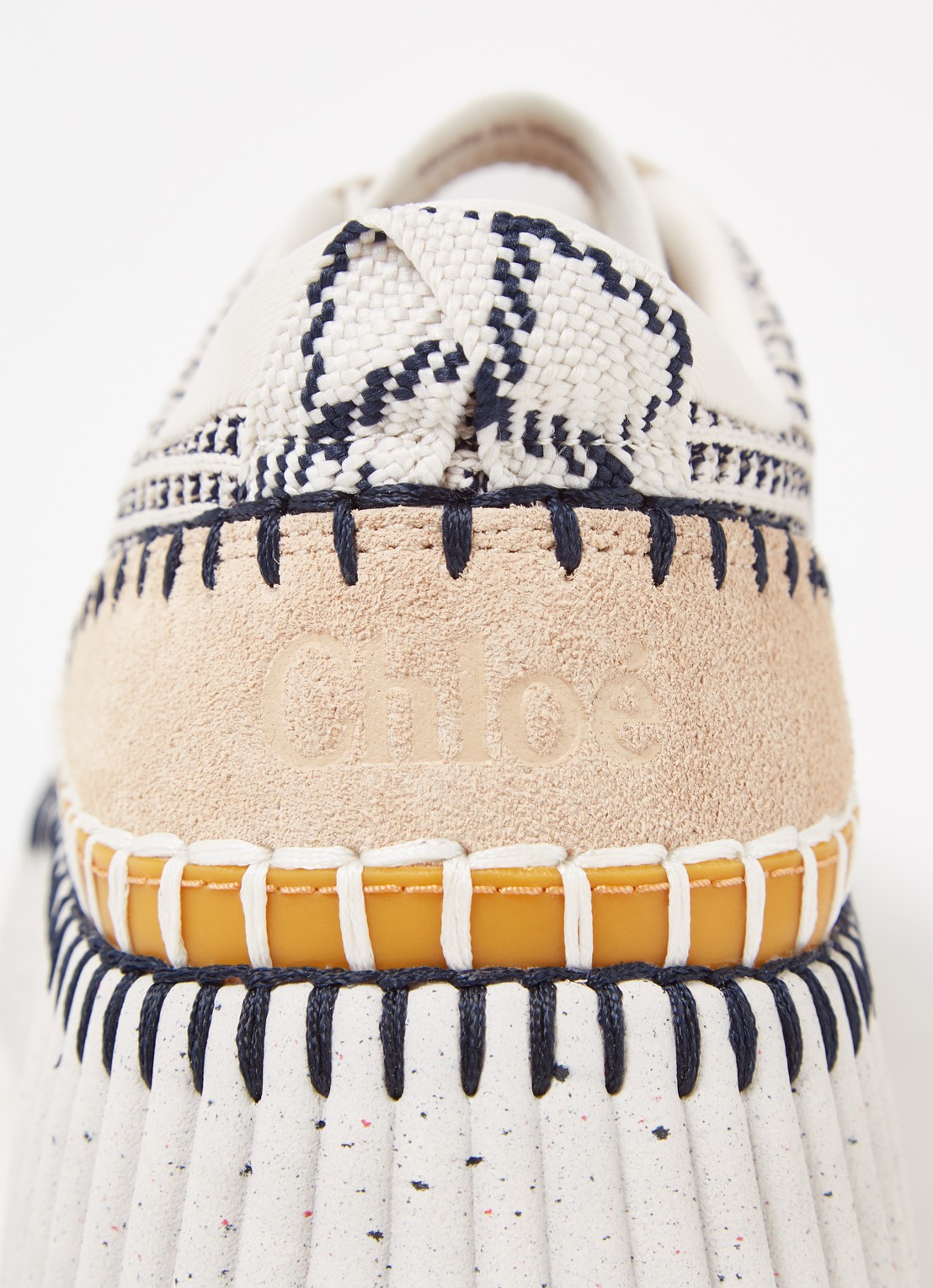 Chloé Nama sneaker met gebreid bovenwerk en suède details - detail 6 beige