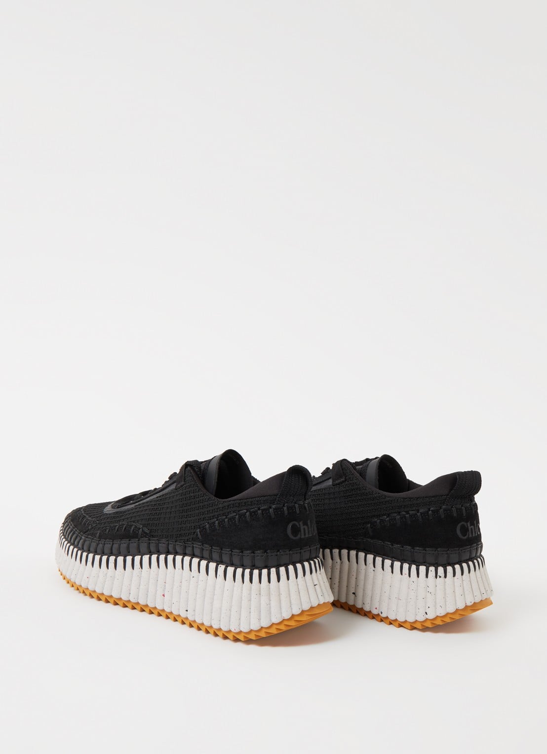 Chloé Nama sneaker met gebreid bovenwerk en suède details - detail 2 zwart