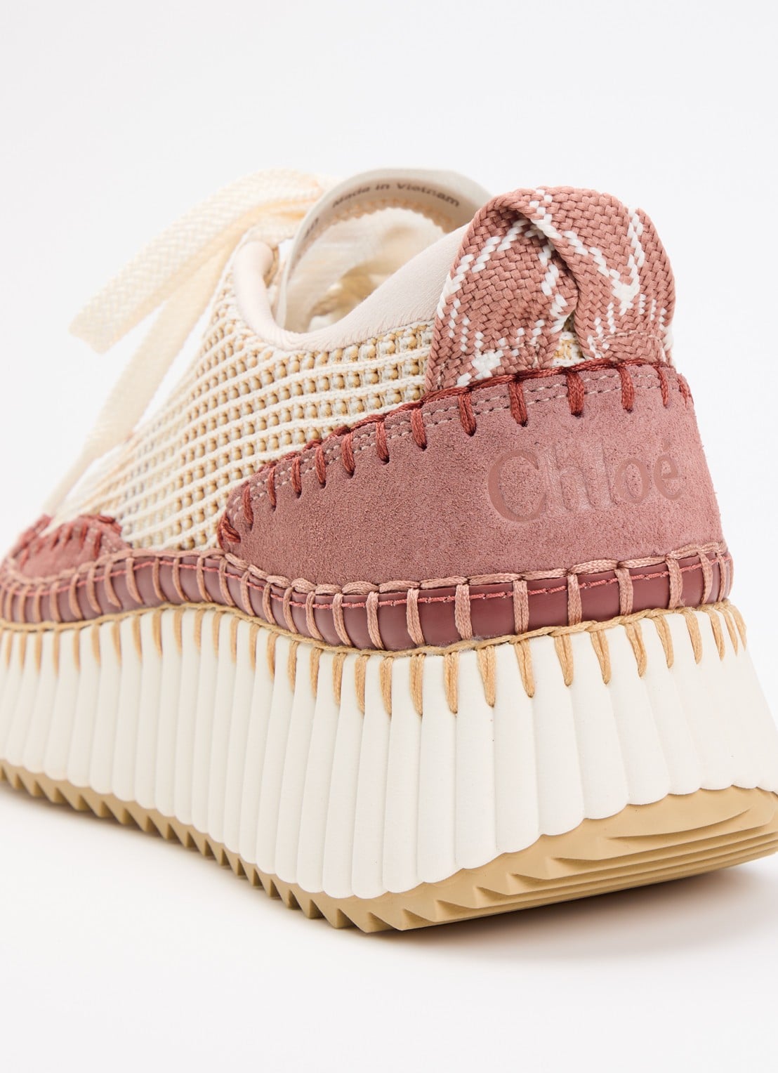 Chloé Nama sneaker met gebreid bovenwerk en suède details - detail 5 beige
