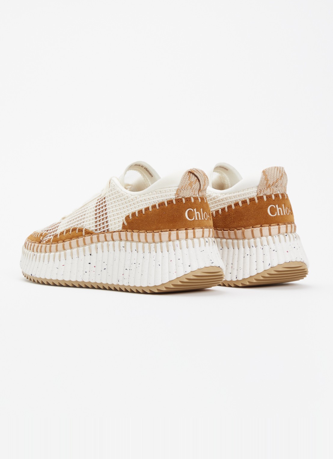 Chloé Nama sneaker van kalfsleer met plateauzool - achterkant 7 bruin