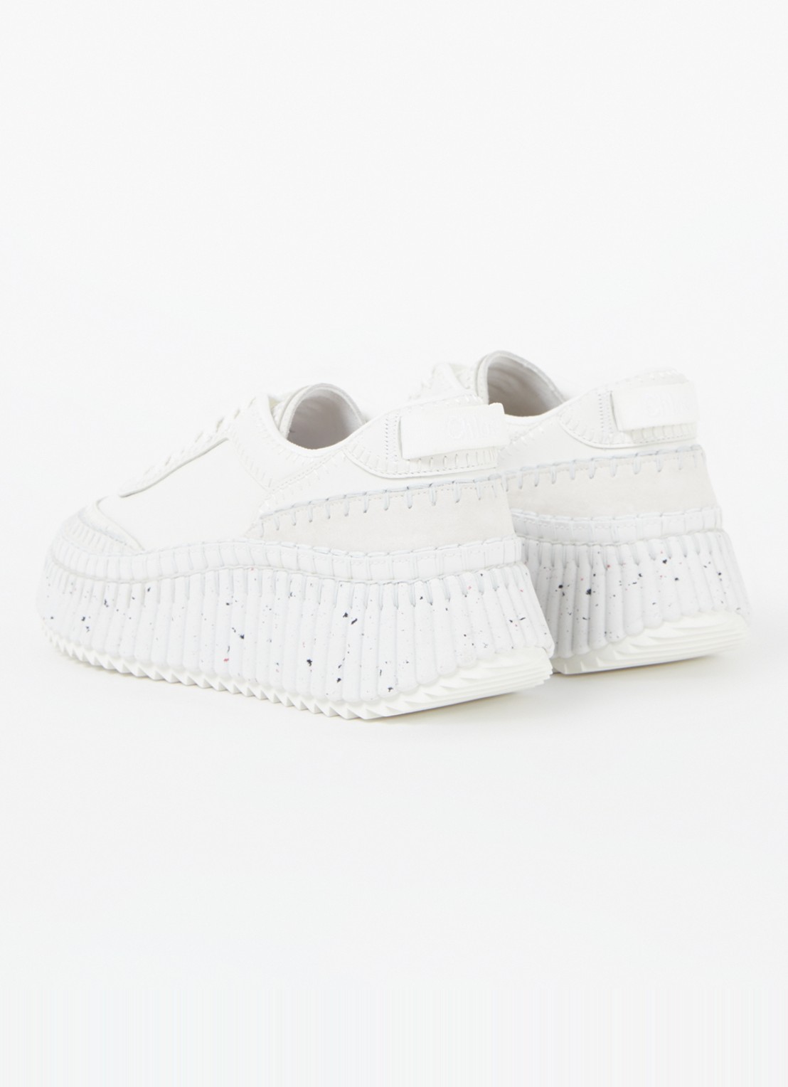 Chloé Nama sneaker van leer met suède details - achterkant 7 wit