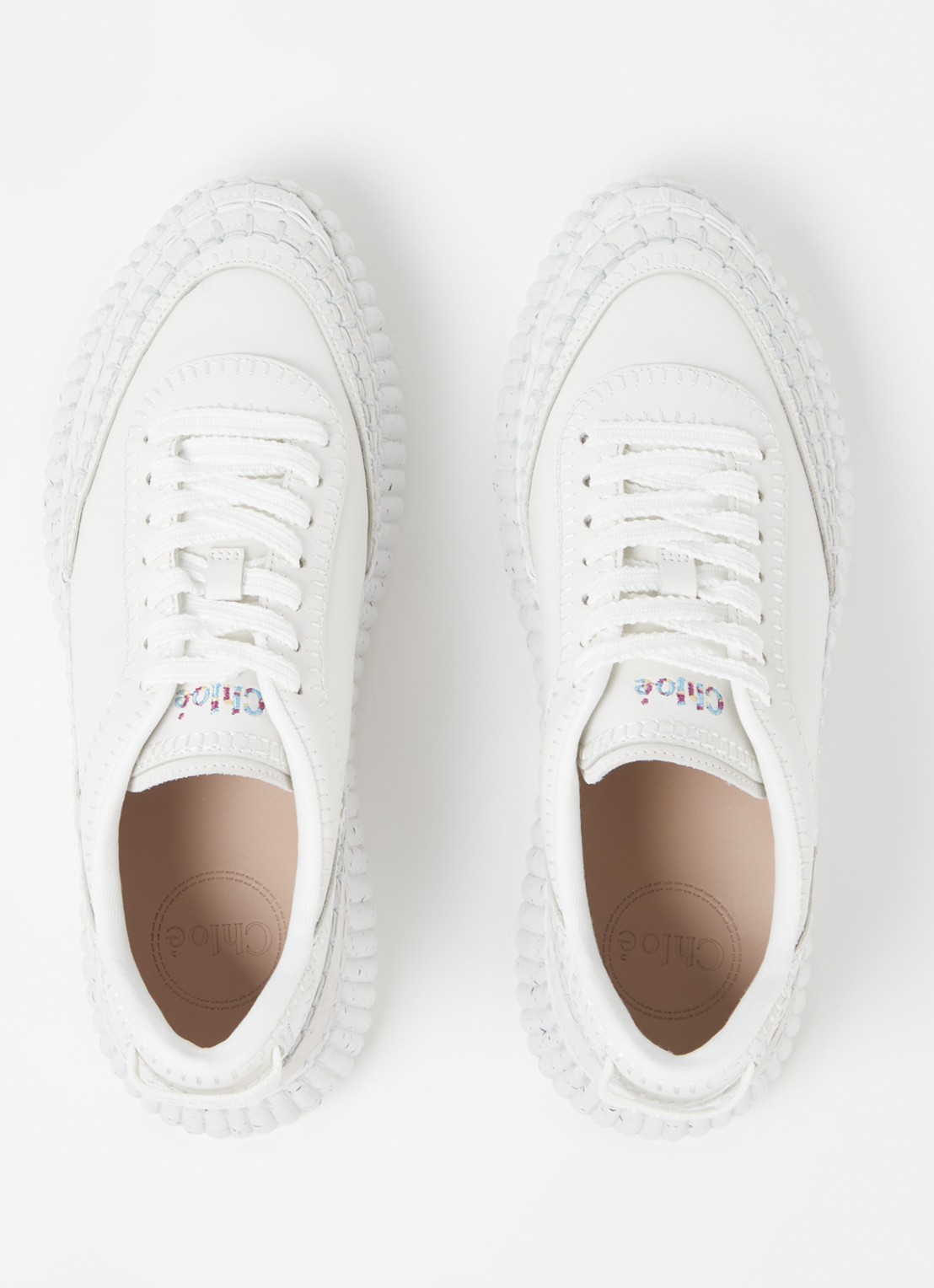 Chloé Nama sneaker van leer met suède details - detail 2 wit