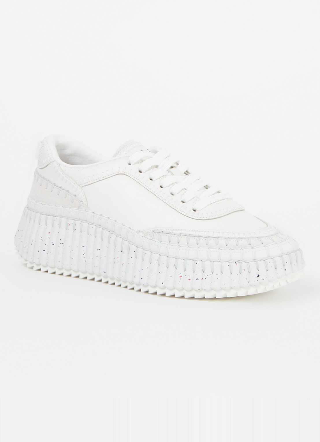 Chloé Nama sneaker van leer met suède details - voorkant 5 wit