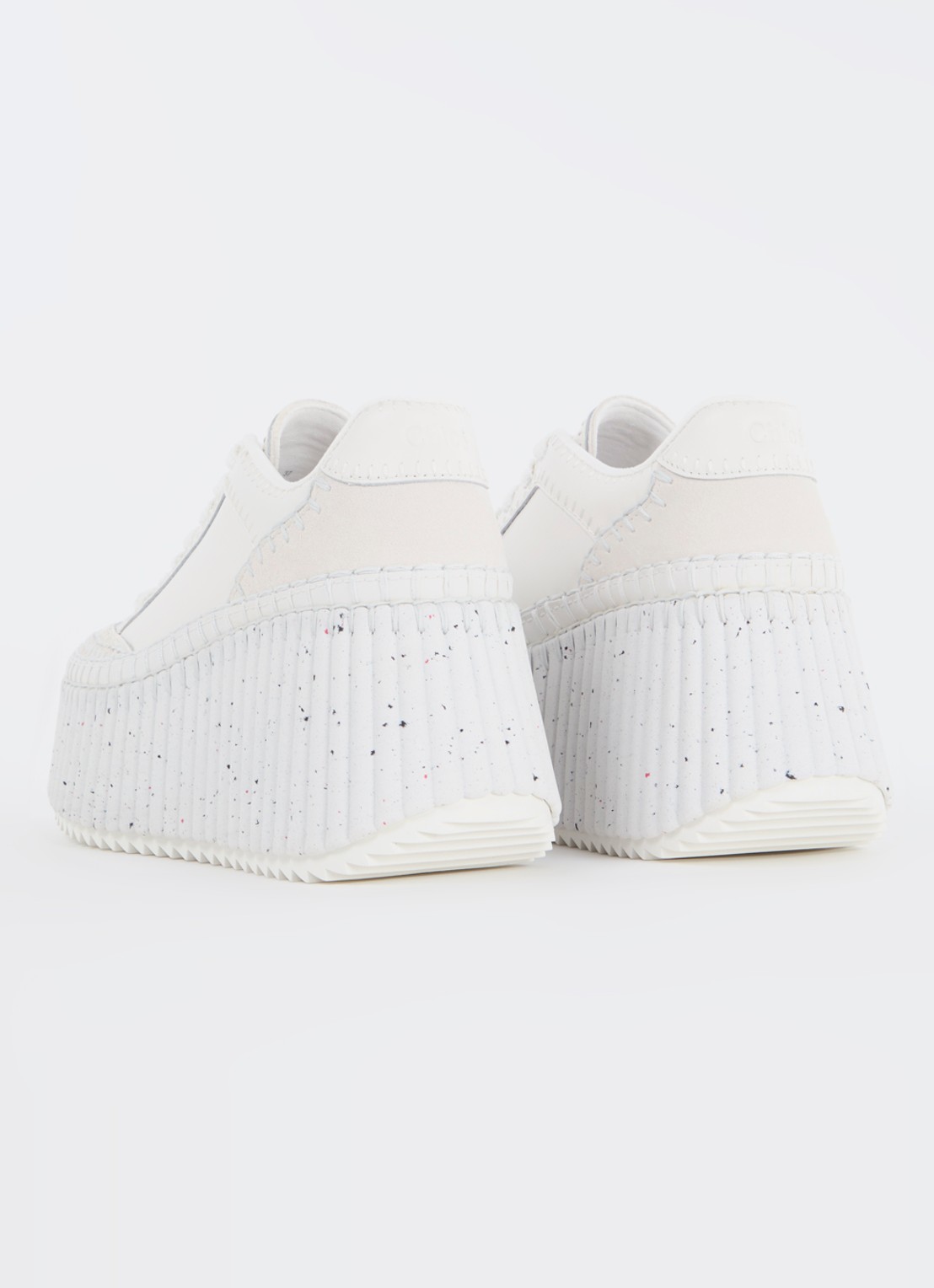 Chloé Nama sneaker van leer met suède details - achterkant 7 wit