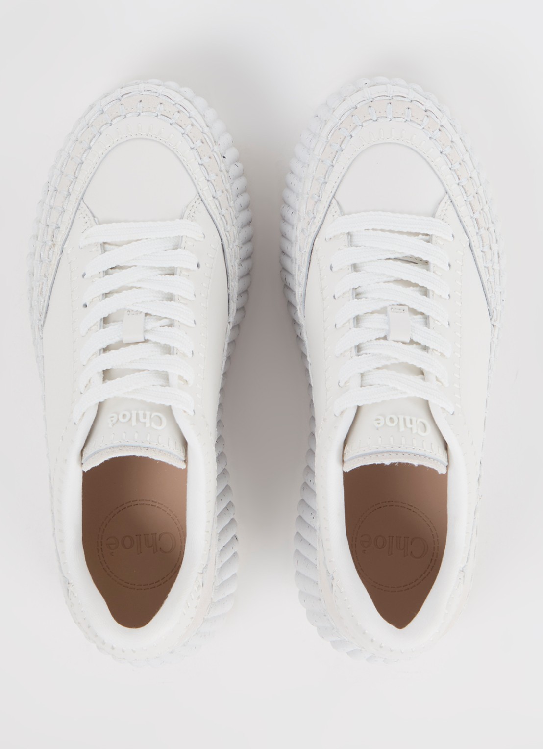Chloé Nama sneaker van leer met suède details - detail 2 wit