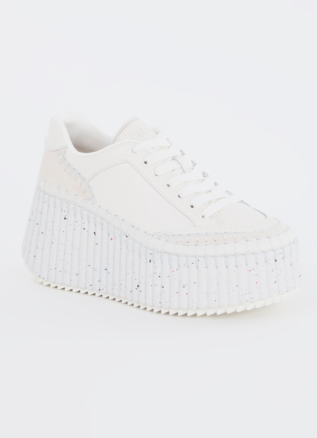 Chloé Nama sneaker van leer met suède details - voorkant 5 wit