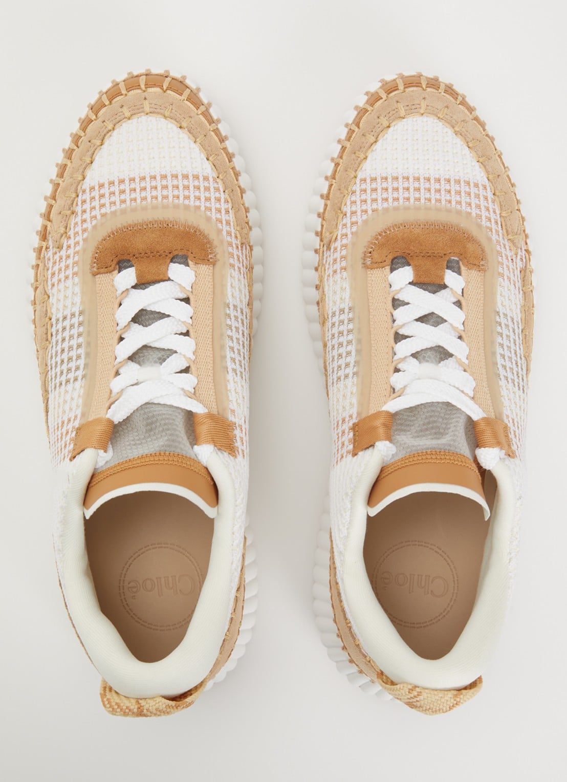 Chloé Nama sneaker van mesh met details van suède - detail 4 beige