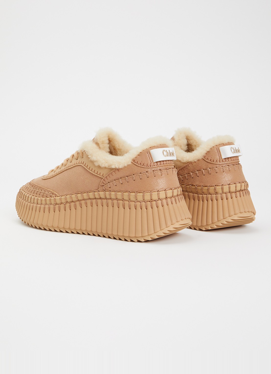 Chloé Nama sneaker van schapenleer - achterkant 2 lichtbruin