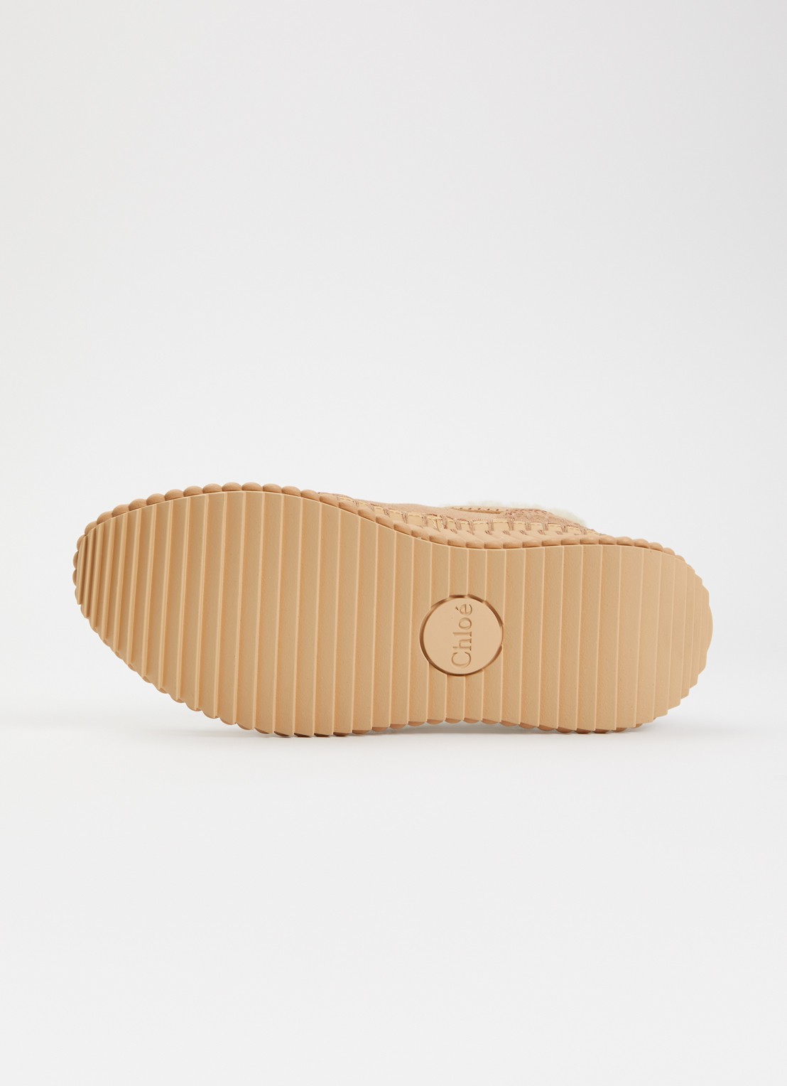 Chloé Nama sneaker van schapenleer - detail 5 lichtbruin