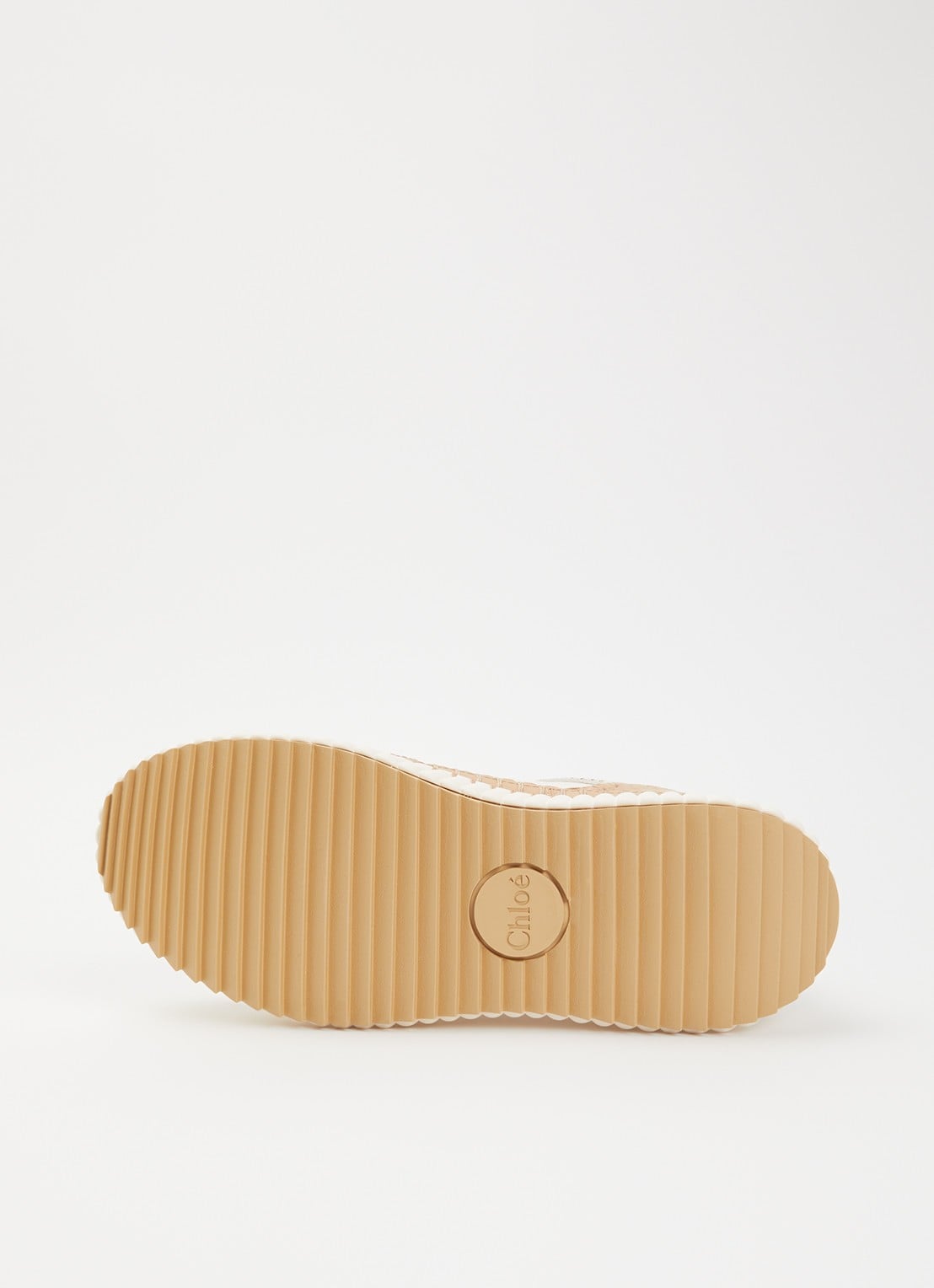 Chloé Nama Wedge sneaker van leer met details van suède - detail 5 creme