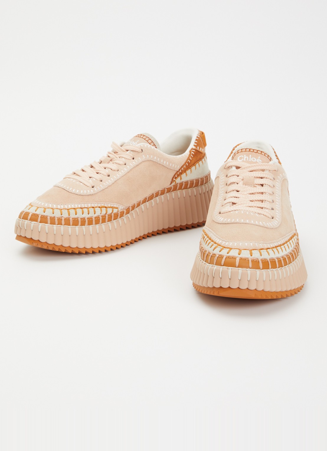 Chloé Name sneaker van suède - detail 3 oudroze