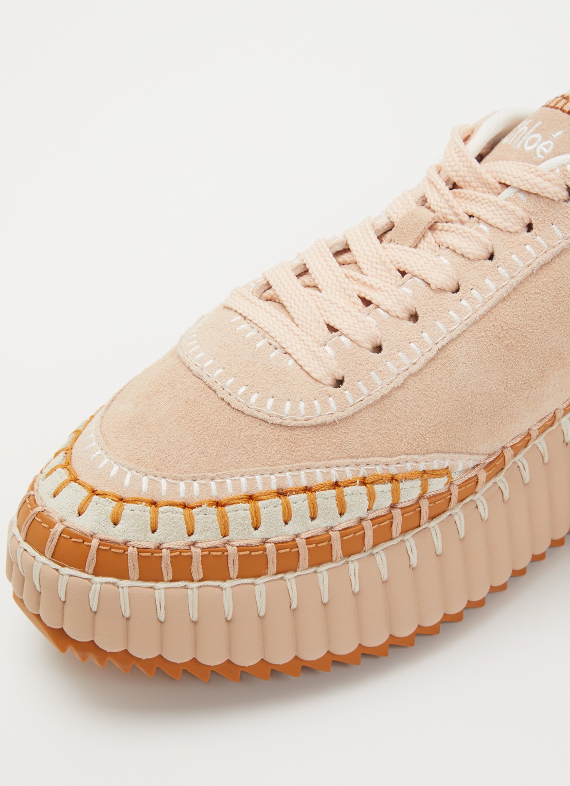 Chloé Name sneaker van suède - detail 6 oudroze