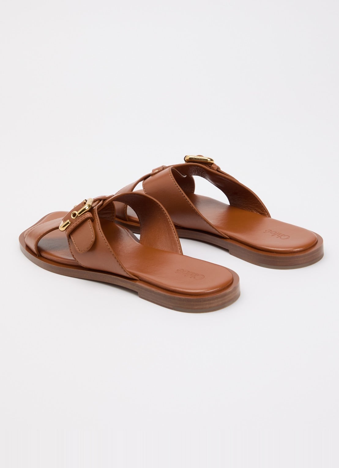 Chloé Nil slipper van leer met gesp detail - achterkant 6 bruin