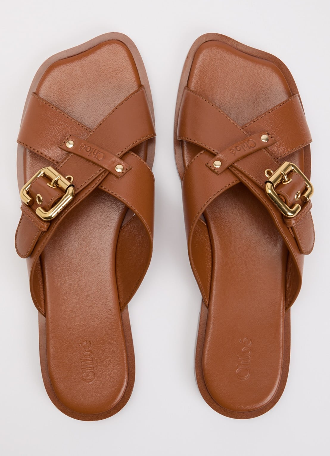 Chloé Nil slipper van leer met gesp detail - detail 3 bruin