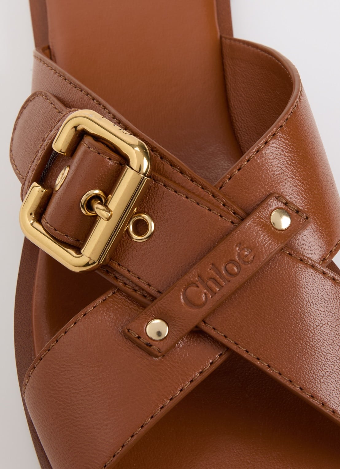 Chloé Nil slipper van leer met gesp detail - detail 5 bruin