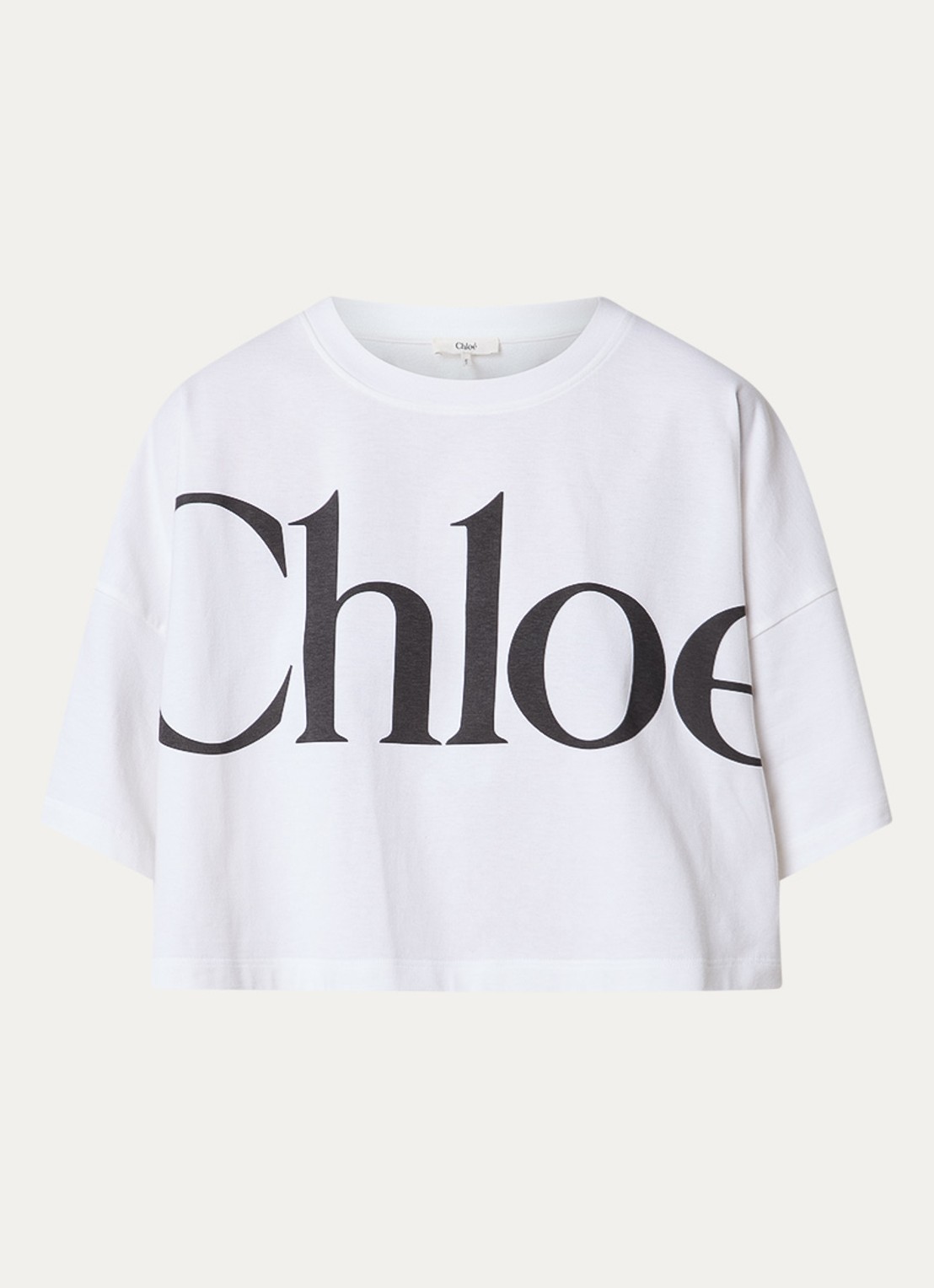 Chloé Oversized cropped T-shirt met logoprint - voorkant wit