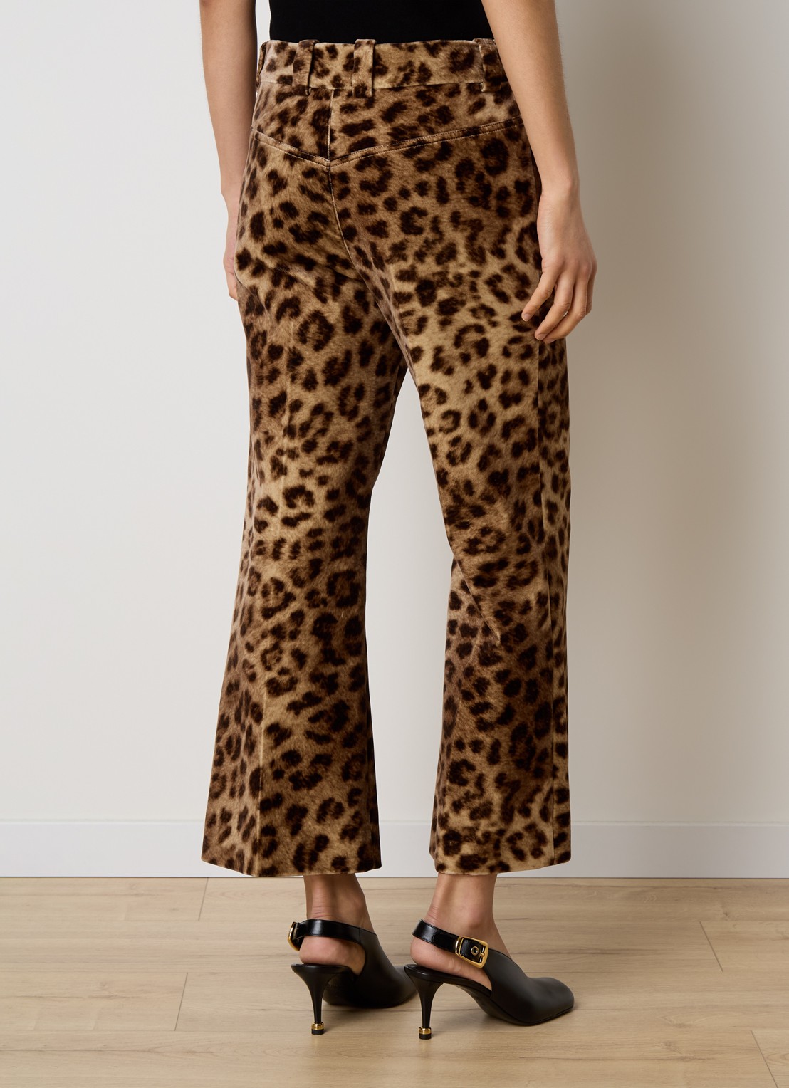 Chloé PA31 high waist flared fit cropped pantalon met panterprint  - achterkant 5 beige