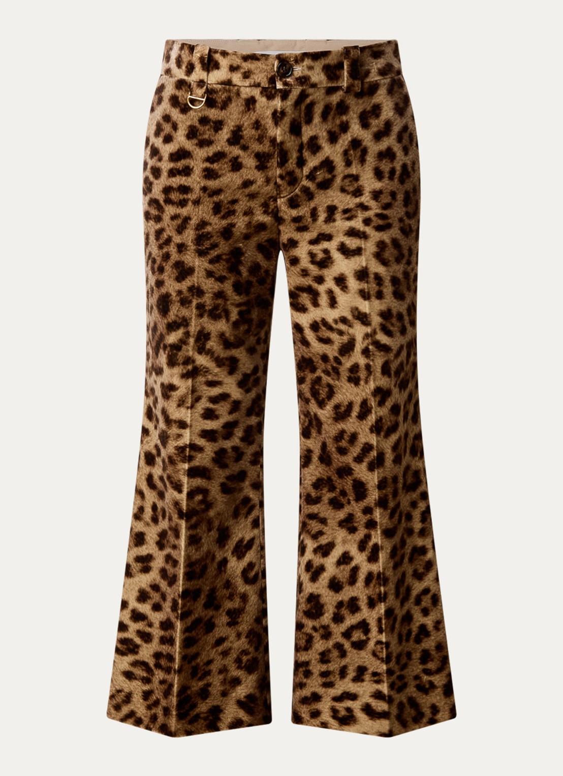 Chloé PA31 high waist flared fit cropped pantalon met panterprint  - voorkant 3 beige