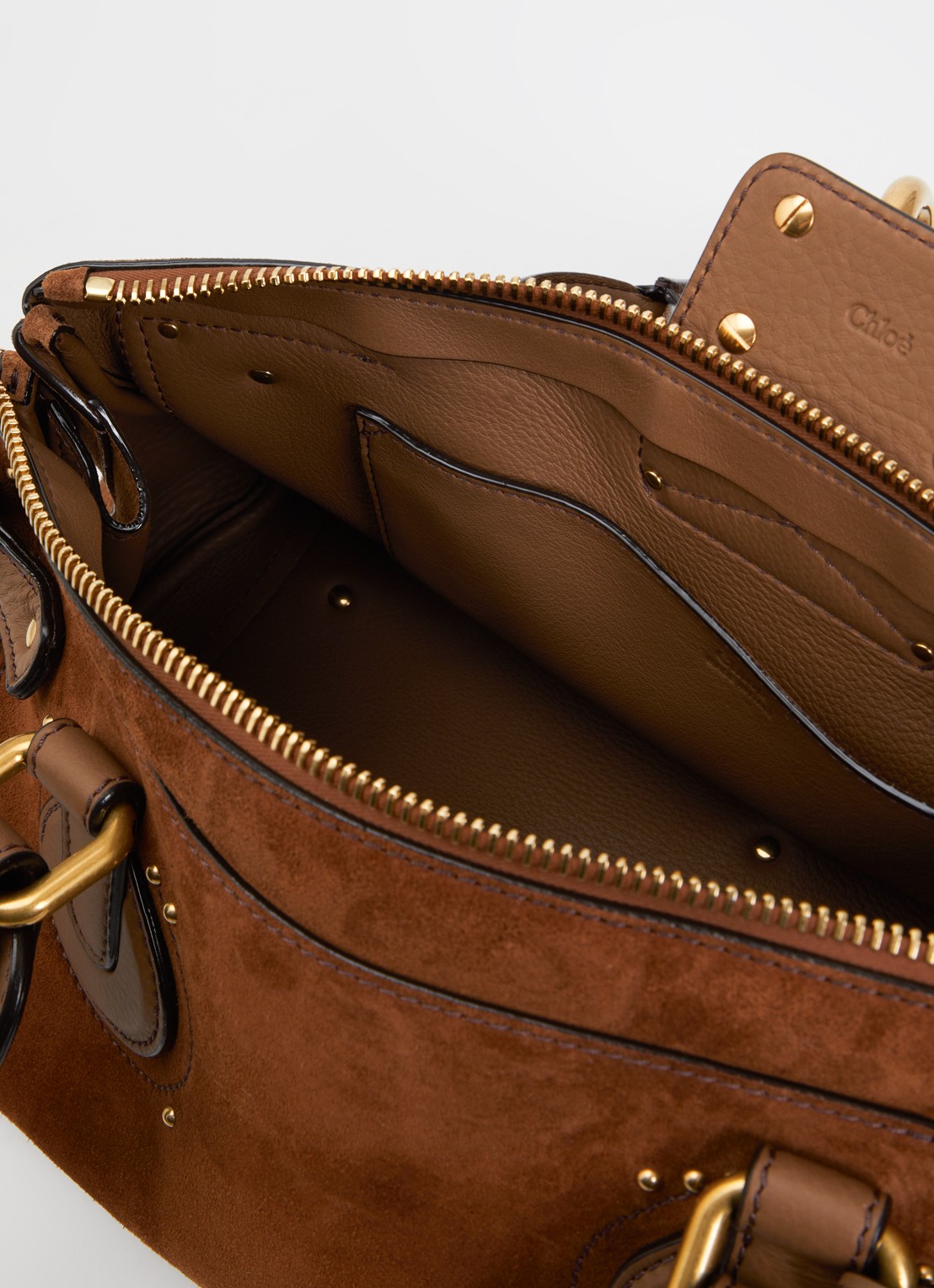 Chloé Paddington schoudertas van kalfssuède en kalfsleren details - detail 3 cognac
