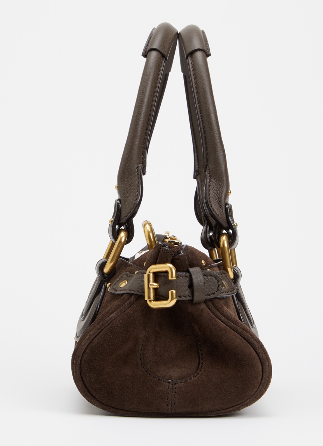 Chloé Paddington Small handtas van kalfssuède - detail 4 bruin