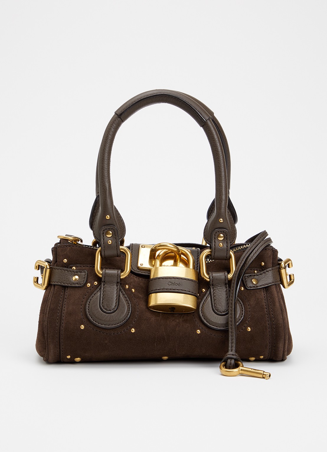 Chloé Paddington Small handtas van kalfssuède - voorkant bruin