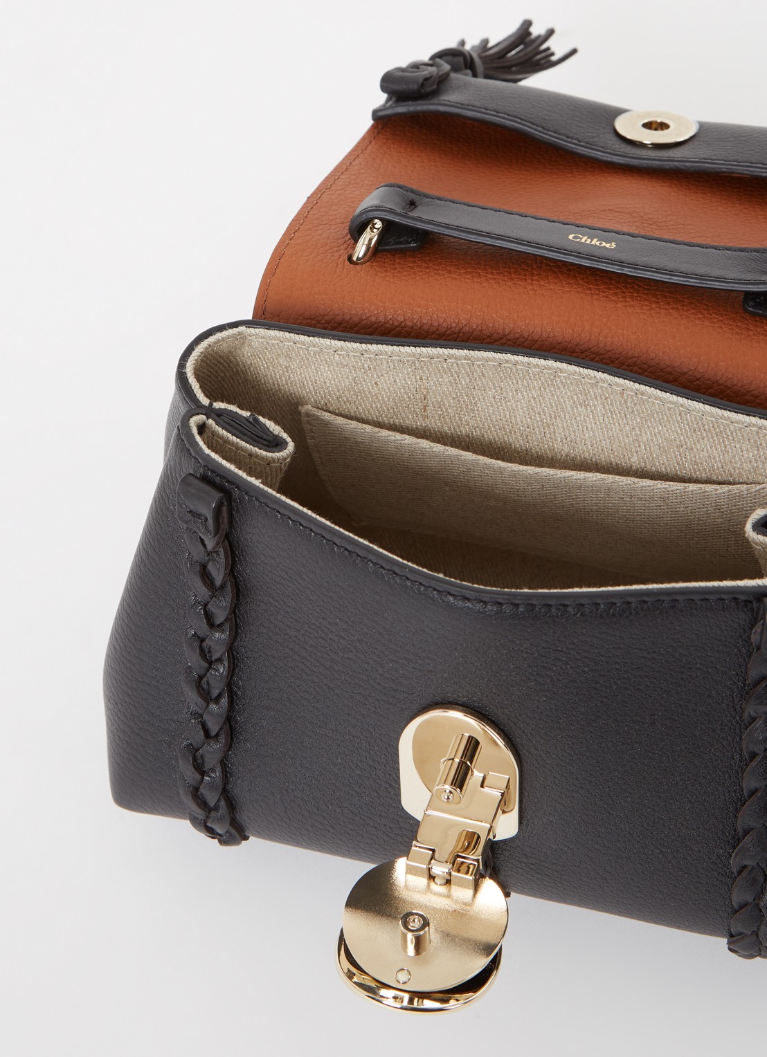 Chloé Penelope Mini handtas van kalfsleer - detail zwart