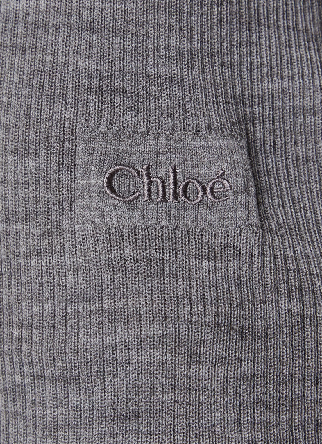 Chloé Ribgebreide top van wol met ruches - detail 3 grijs