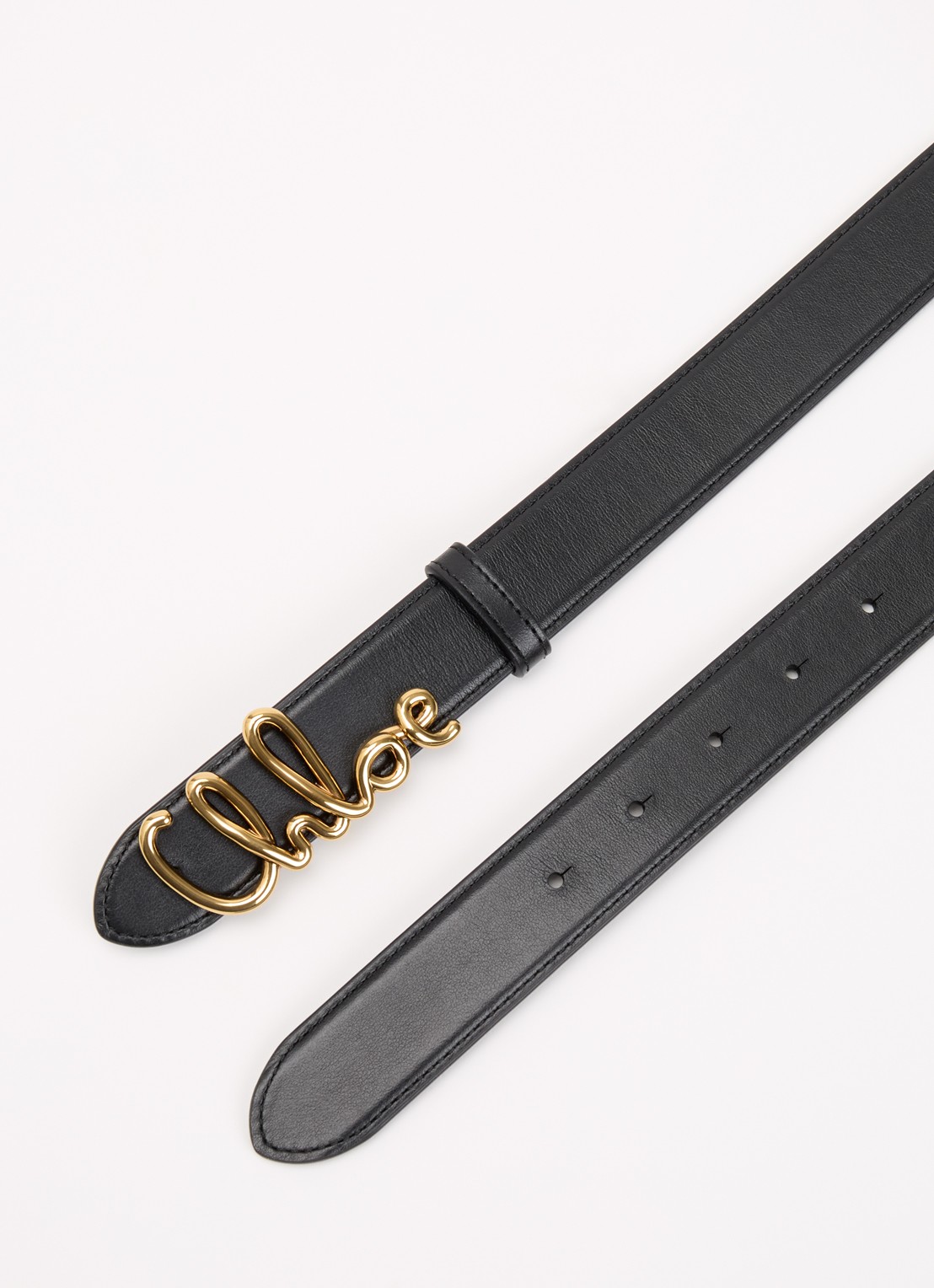 Chloé Riem van leer met logo - detail zwart