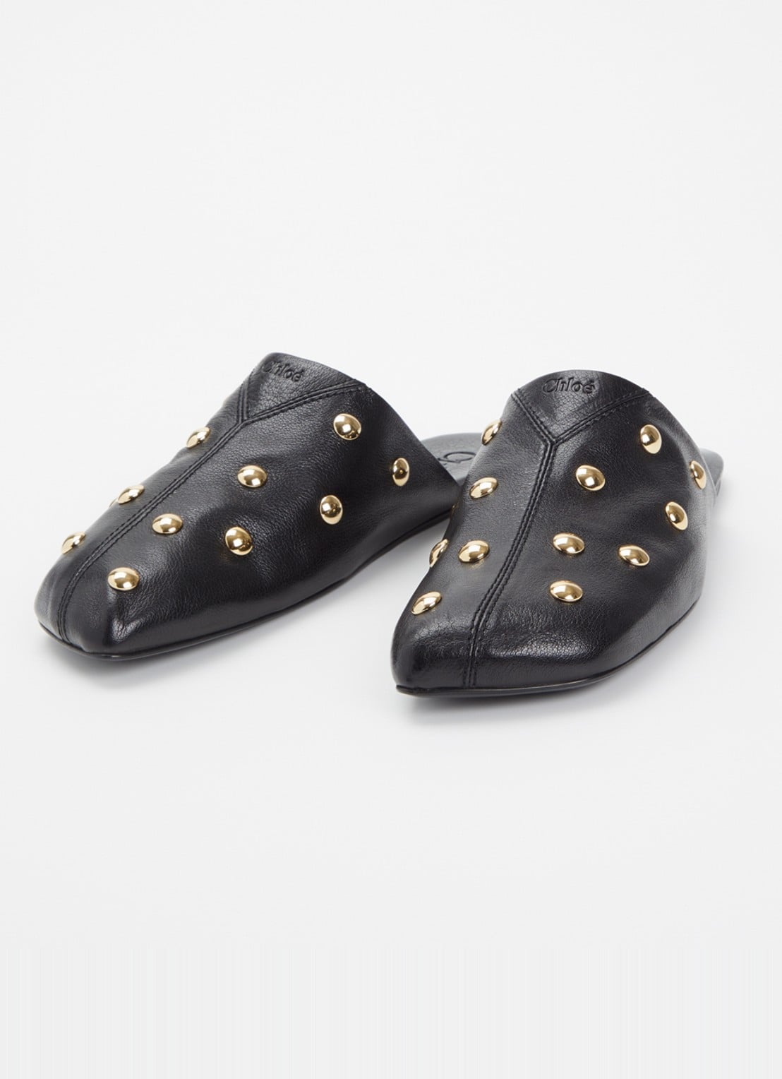 Chloé Rita muiltje van leer met studs - detail 4 zwart