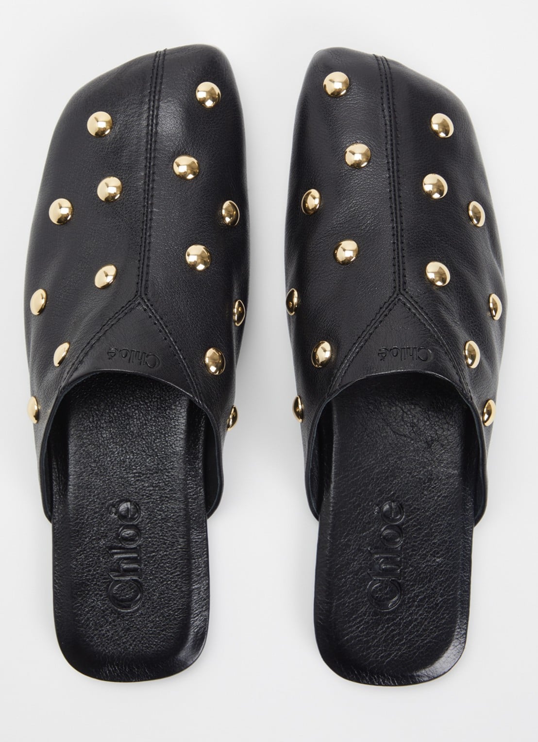 Chloé Rita muiltje van leer met studs - detail 5 zwart