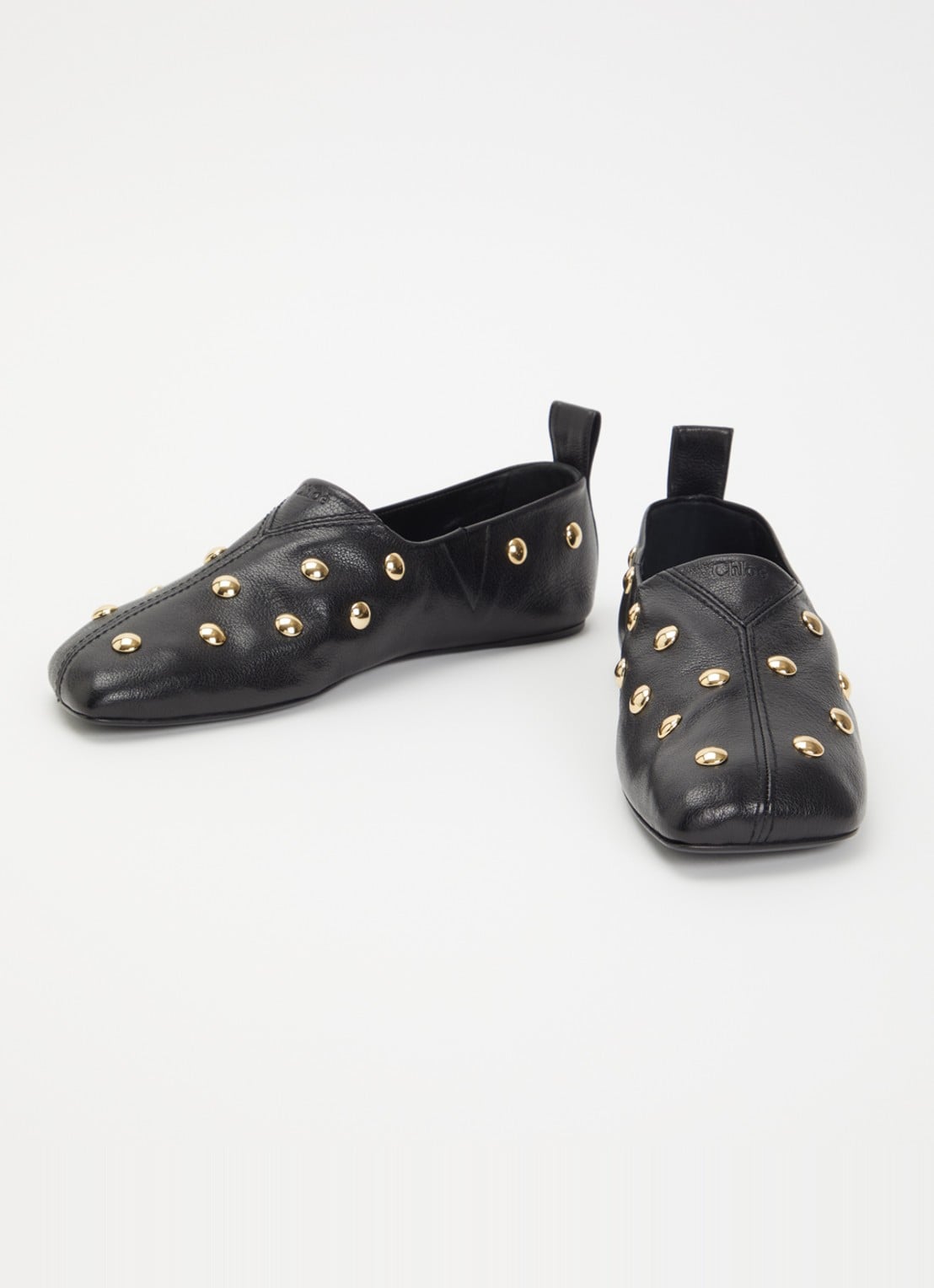 Chloé Rita slip-on van leer met studs  - detail 4 zwart