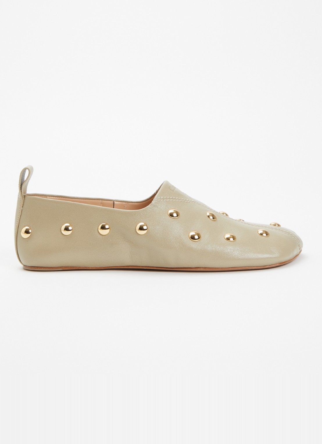 Chloé Rita slip-on van leer met studs - voorkant 6 lindegroen