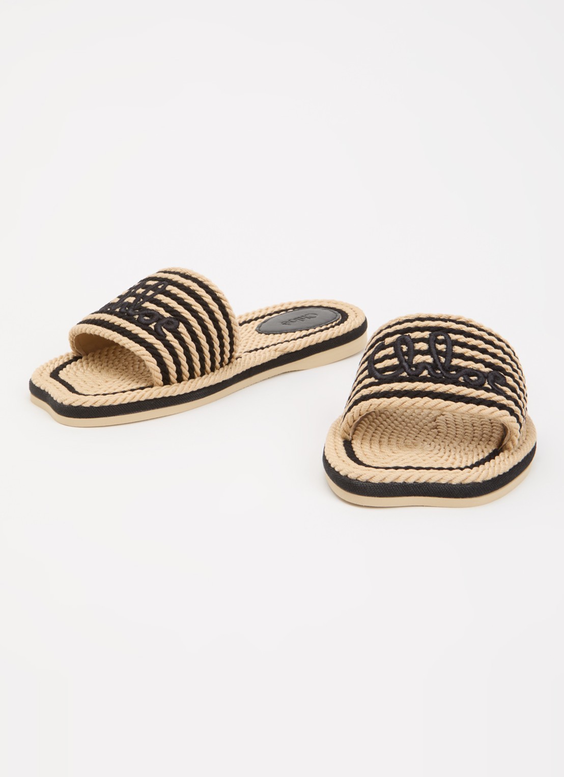 Chloé Sand slipper met logo - detail beige