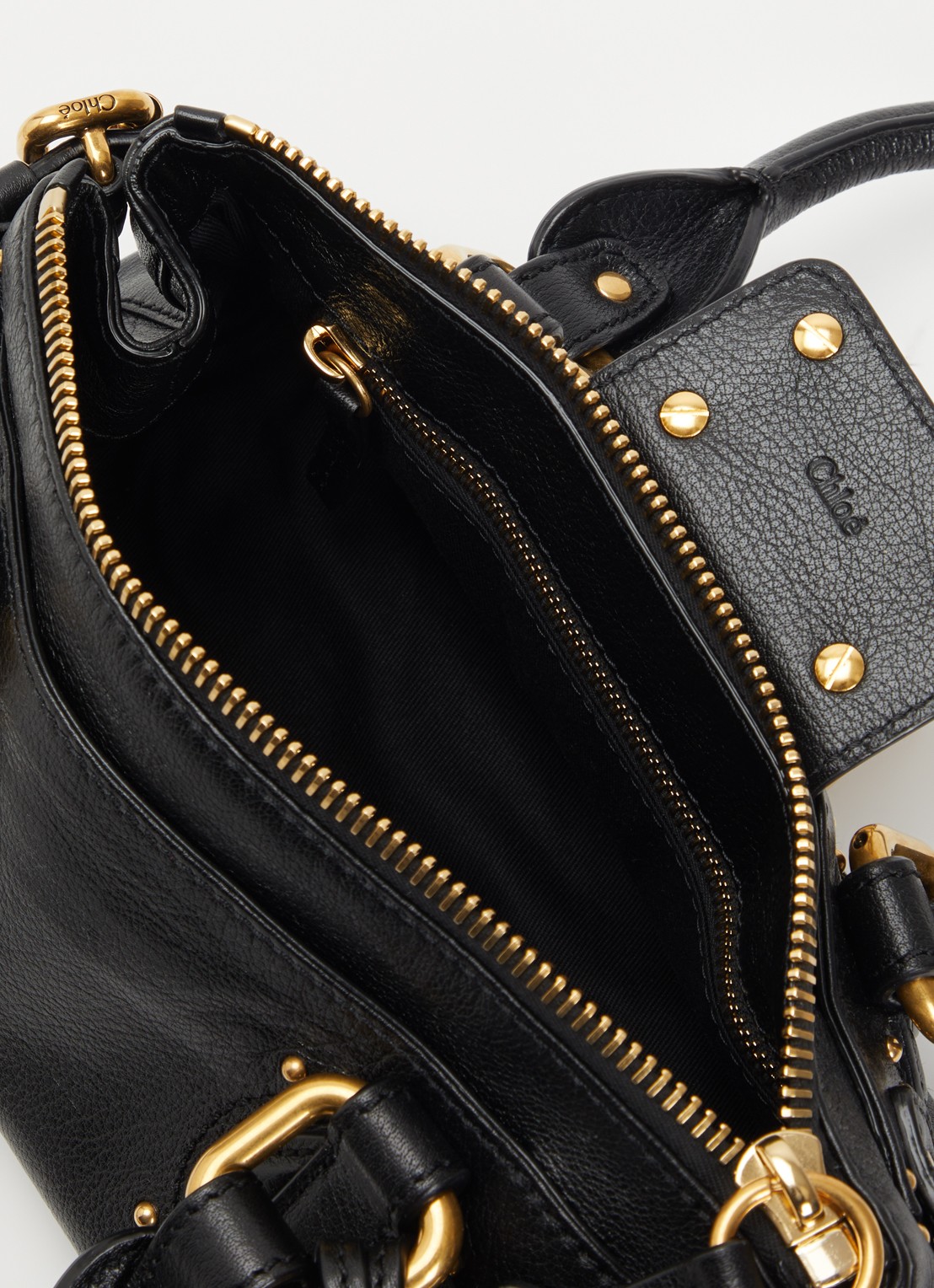 Chloé Small Paddington handtas van leer  - detail 4 zwart