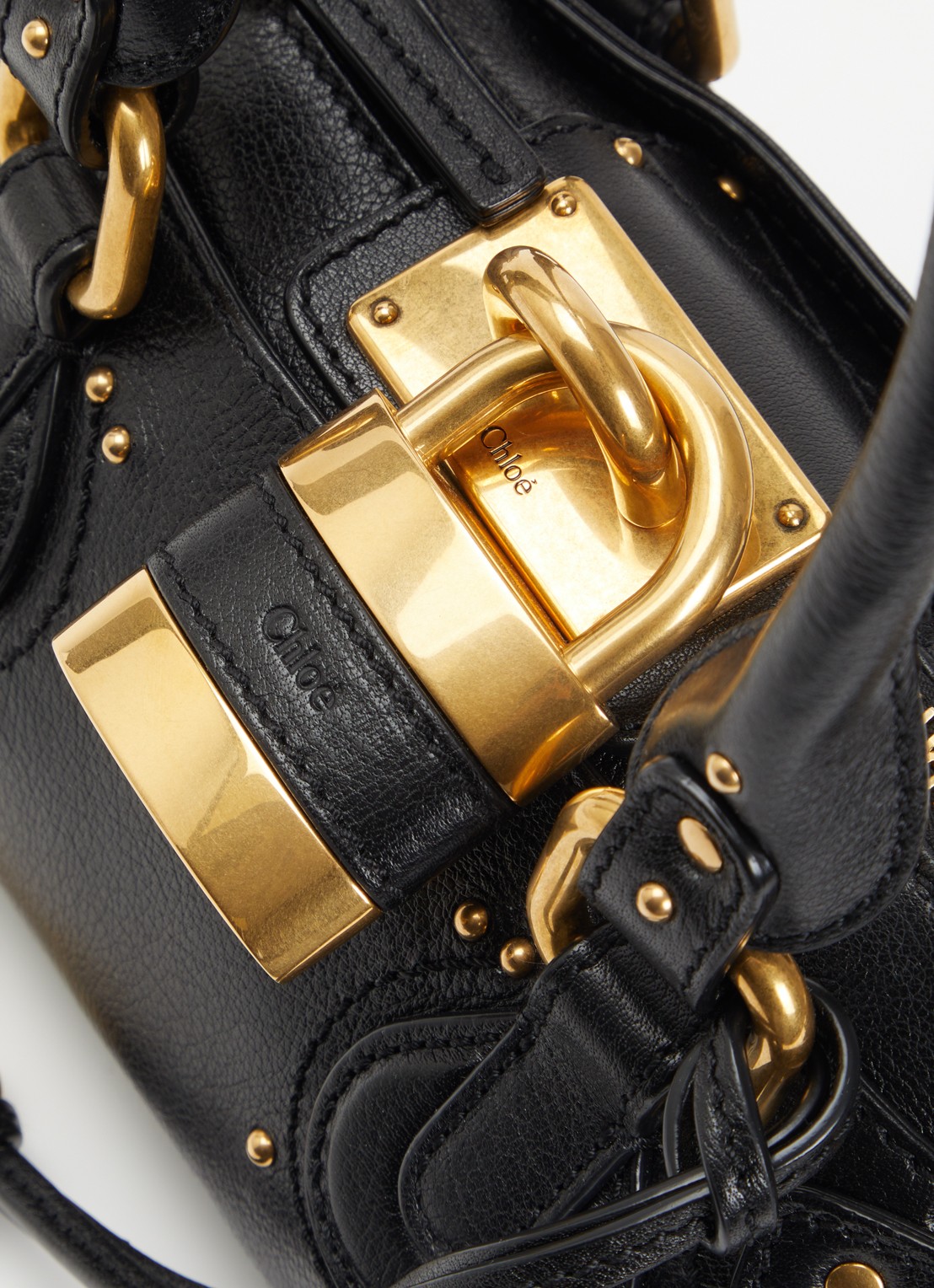 Chloé Small Paddington handtas van leer  - detail 6 zwart