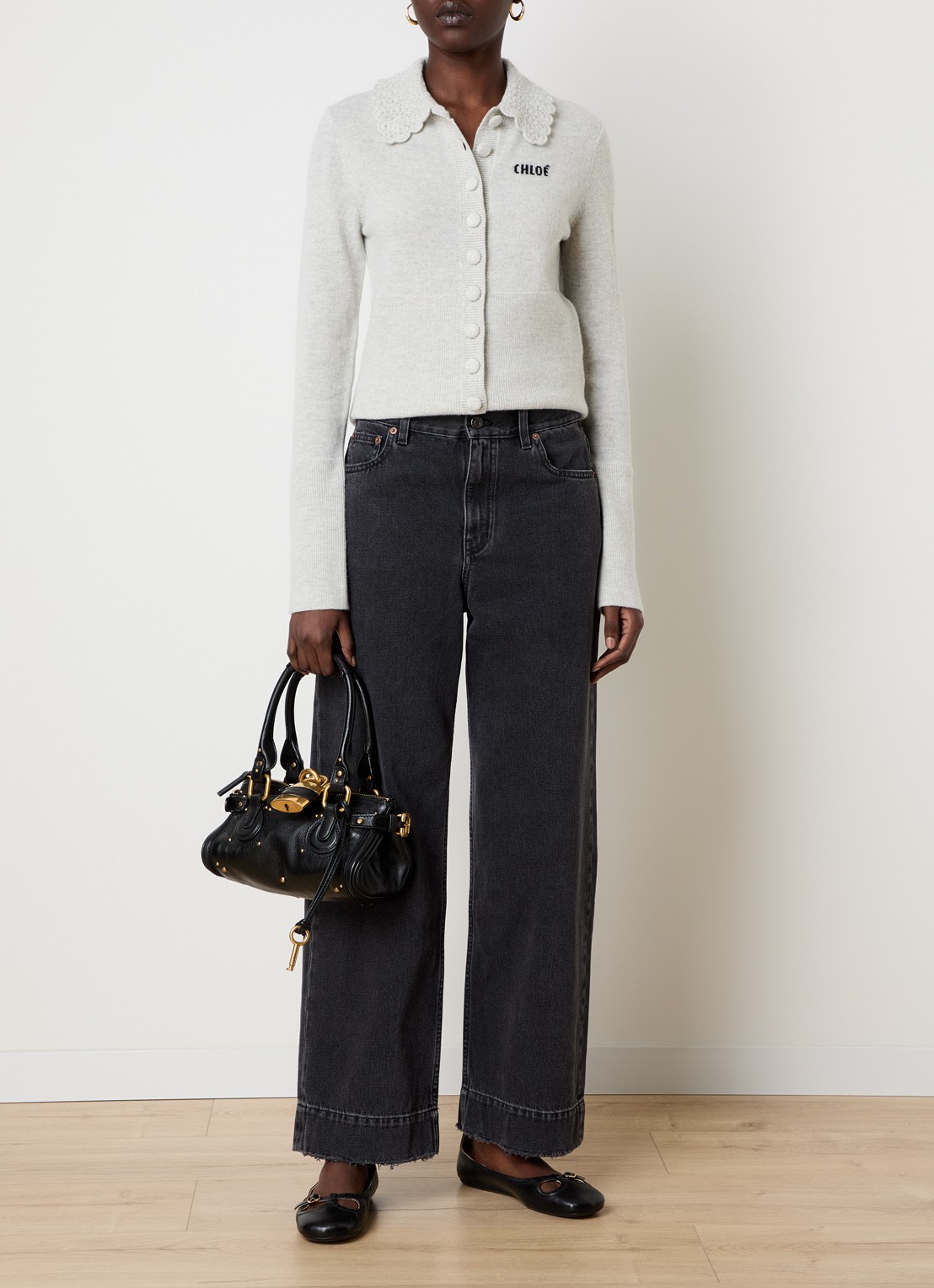 Chloé Small Paddington handtas van leer  - voorkant 2 zwart