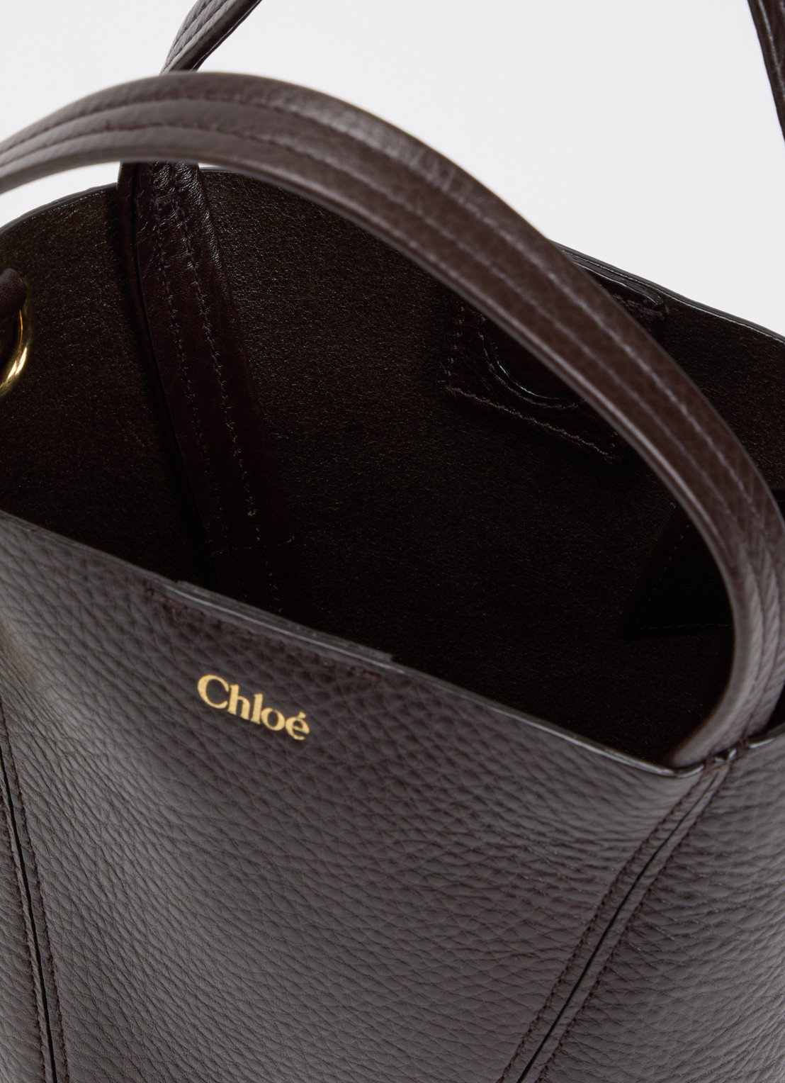 Chloé Small Spin handtas van leer met afneembare schouderriem - detail 2 donkerbruin