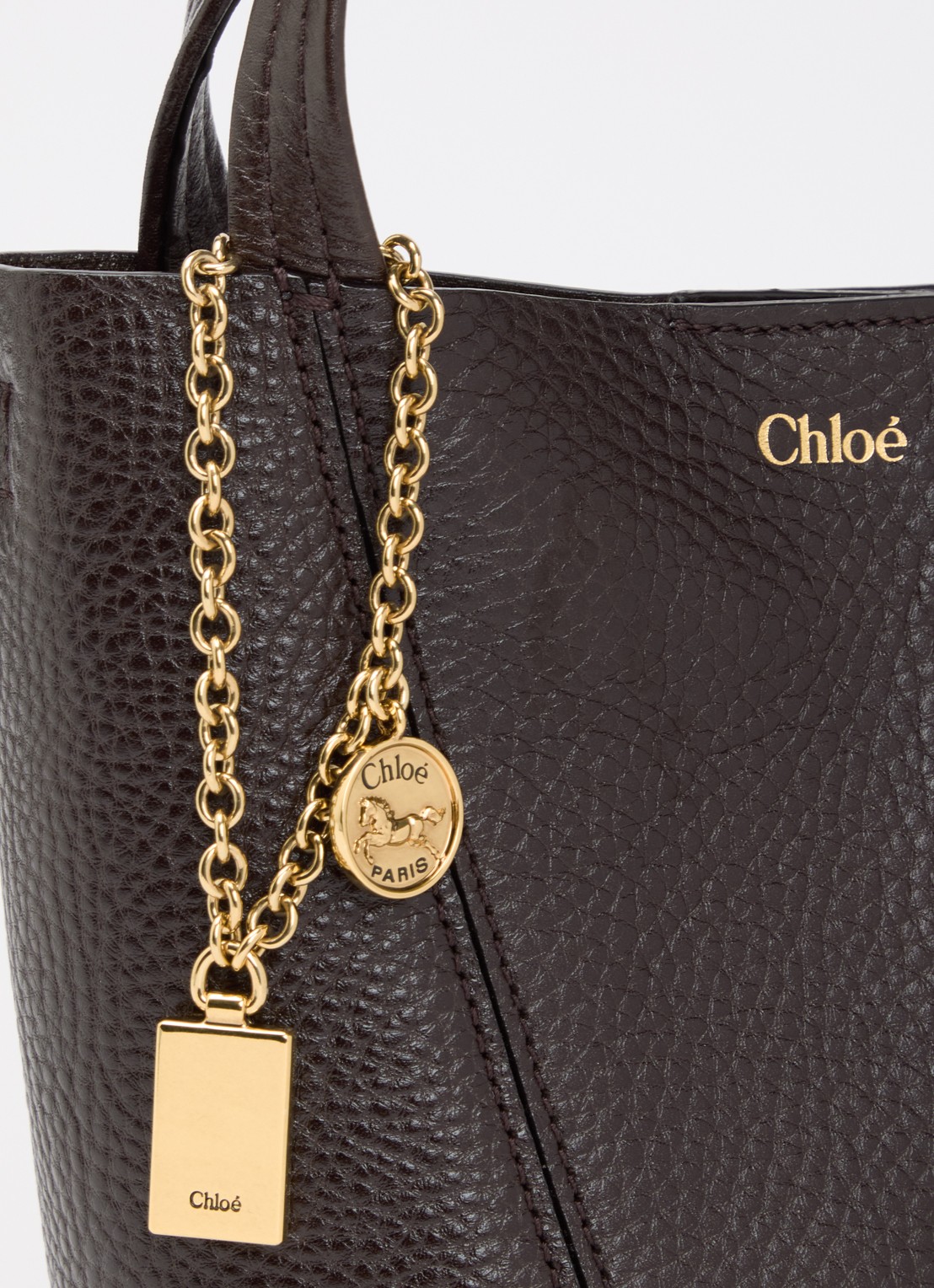 Chloé Small Spin handtas van leer met afneembare schouderriem - detail 4 donkerbruin