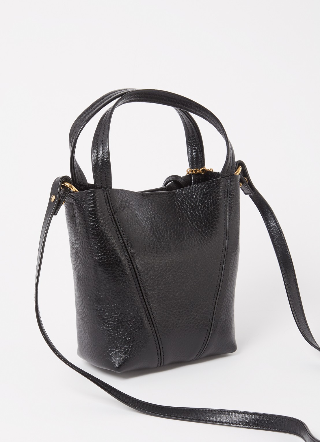 Chloé Spin crossbodytas van kalfsleer met afneembare schouderriem - achterkant 7 zwart