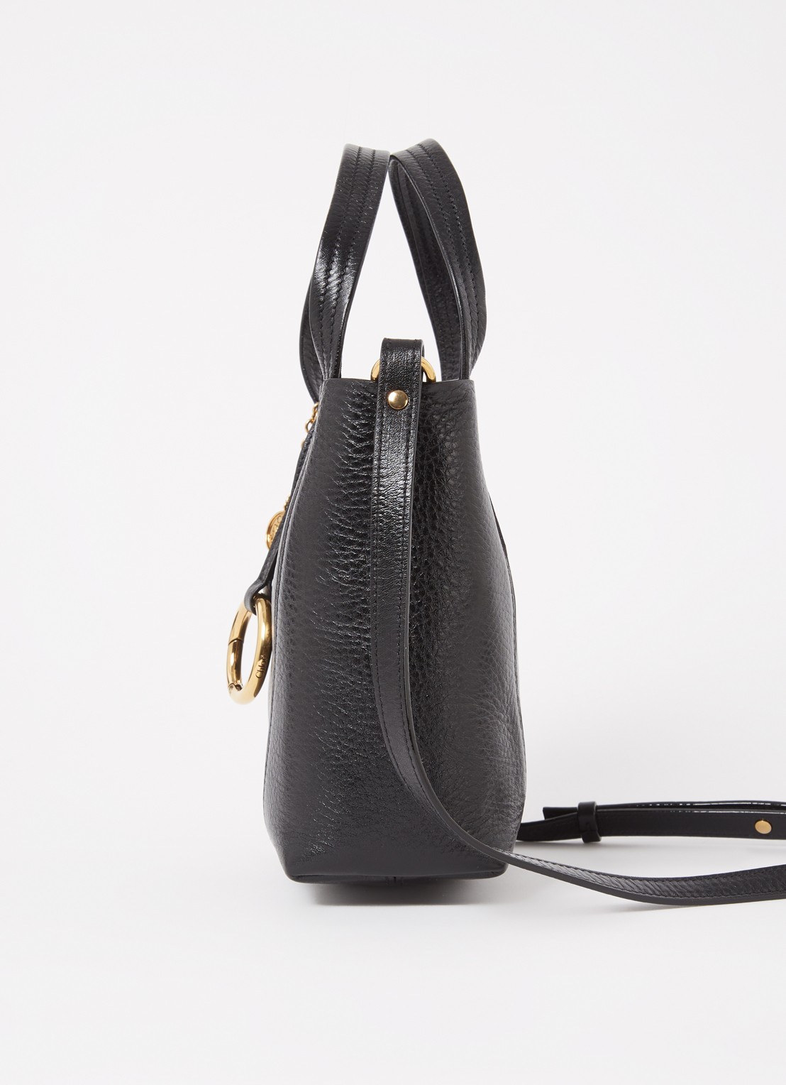 Chloé Spin crossbodytas van kalfsleer met afneembare schouderriem - detail 5 zwart