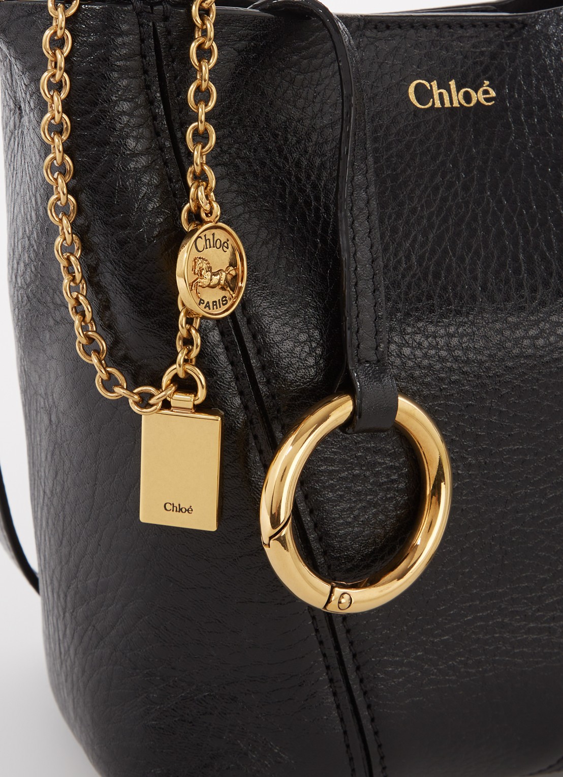 Chloé Spin crossbodytas van kalfsleer met afneembare schouderriem - detail 6 zwart