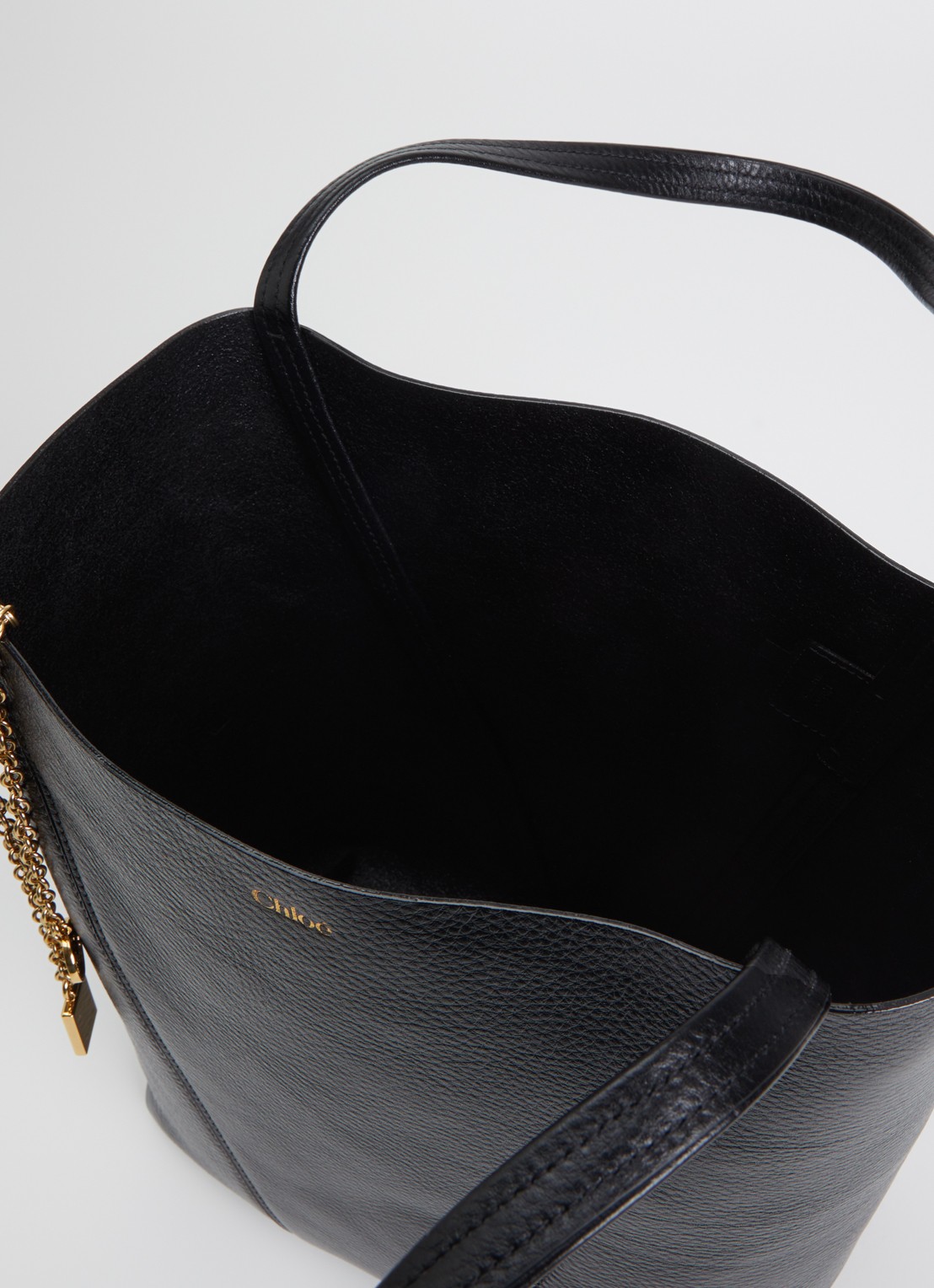 Chloé Spin Medium shopper van leer met tasbedel - detail 3 zwart