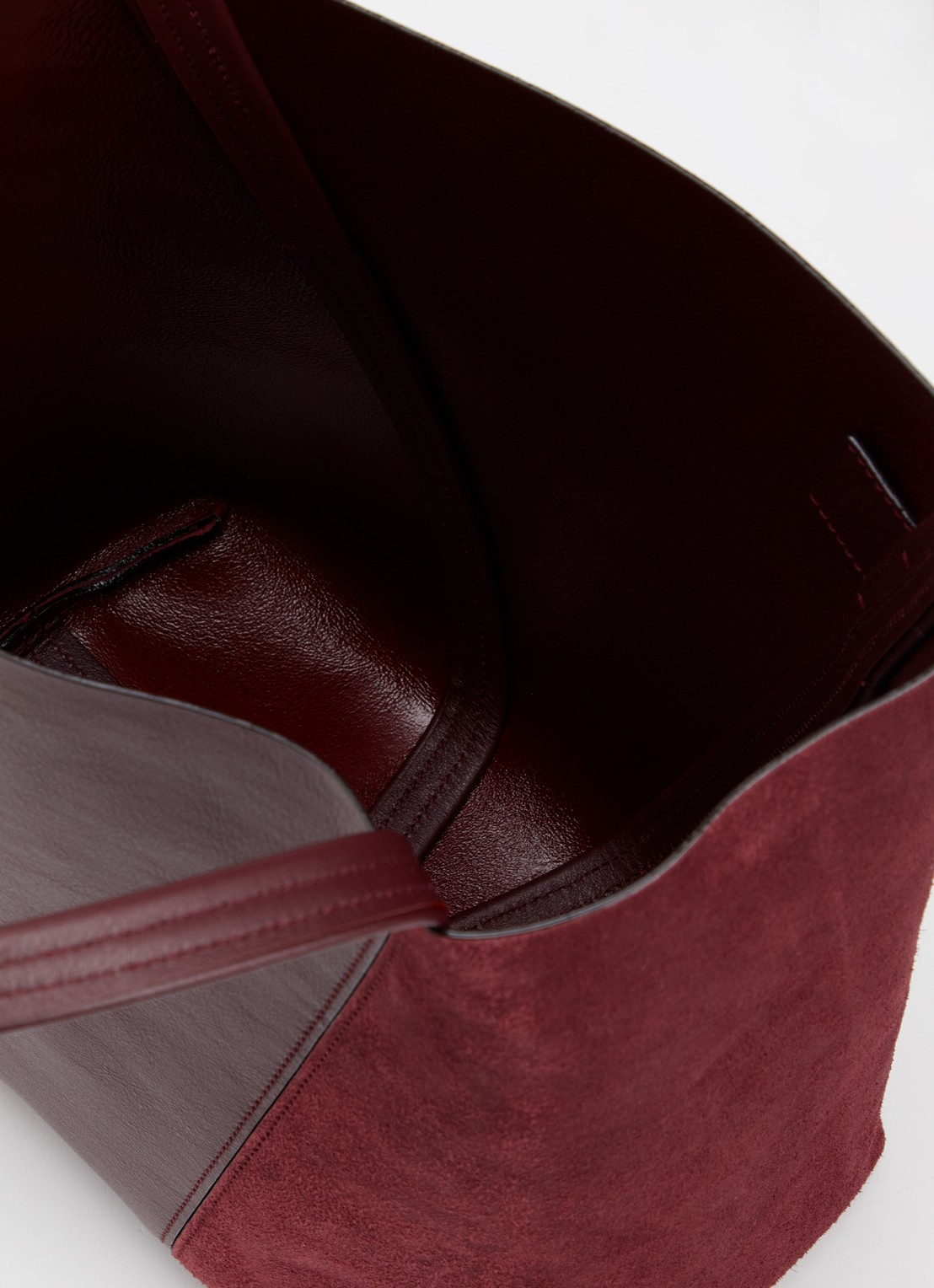 Chloé Spin shopper van suède met kalfsleren details - detail 2 bordeauxrood