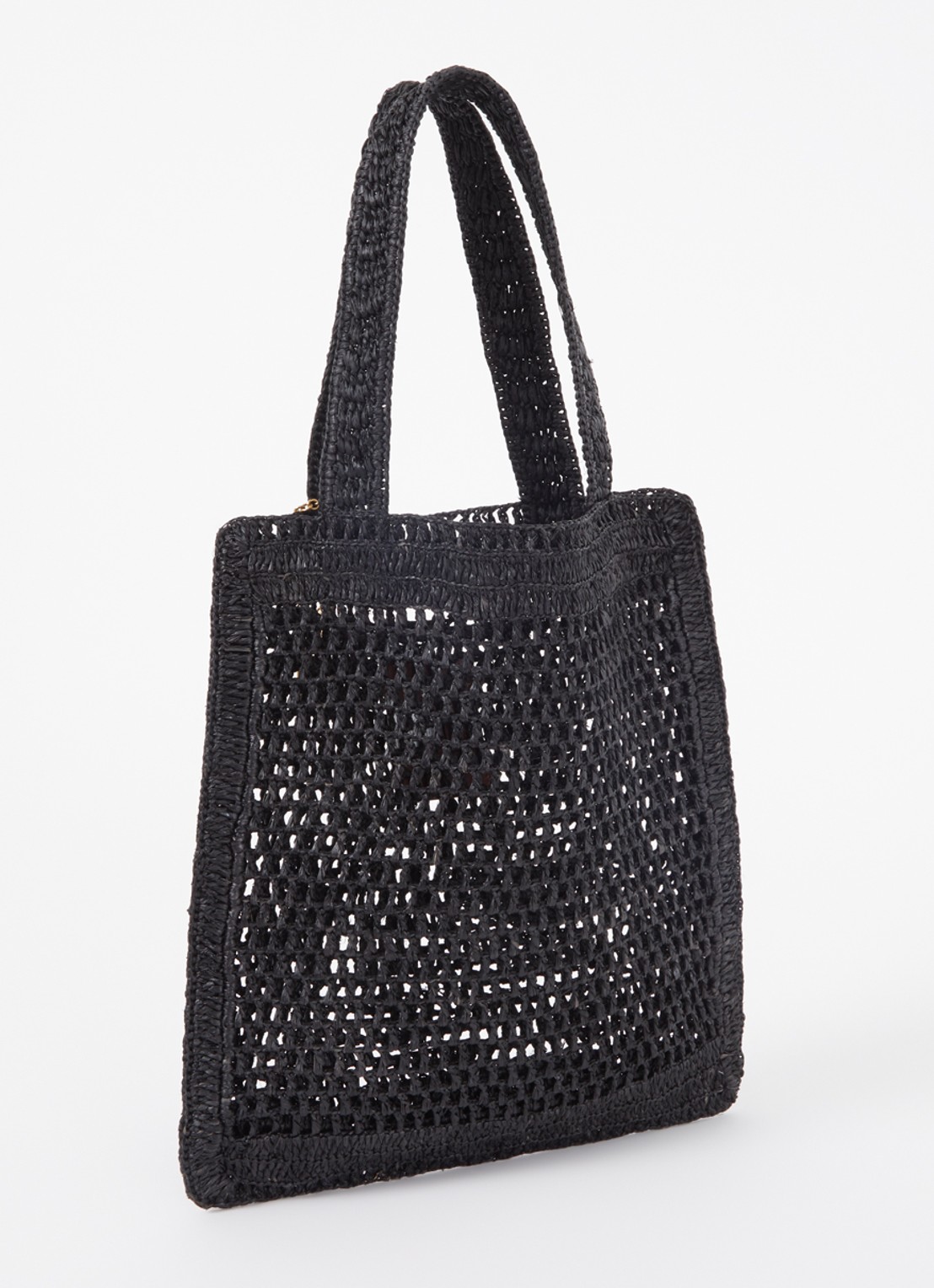Chloé Summer Banana shopper van raffia - achterkant 4 zwart