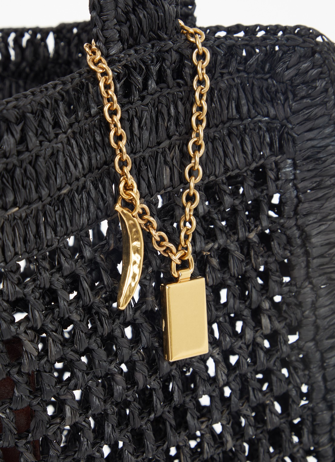 Chloé Summer Banana shopper van raffia - detail 3 zwart